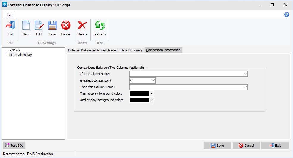 External Database Display SQL Scripts
